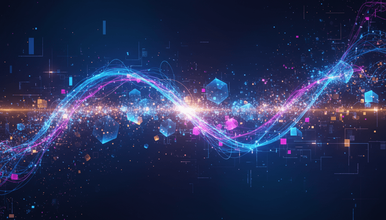 Abstract digital technology background with glowing streams of data