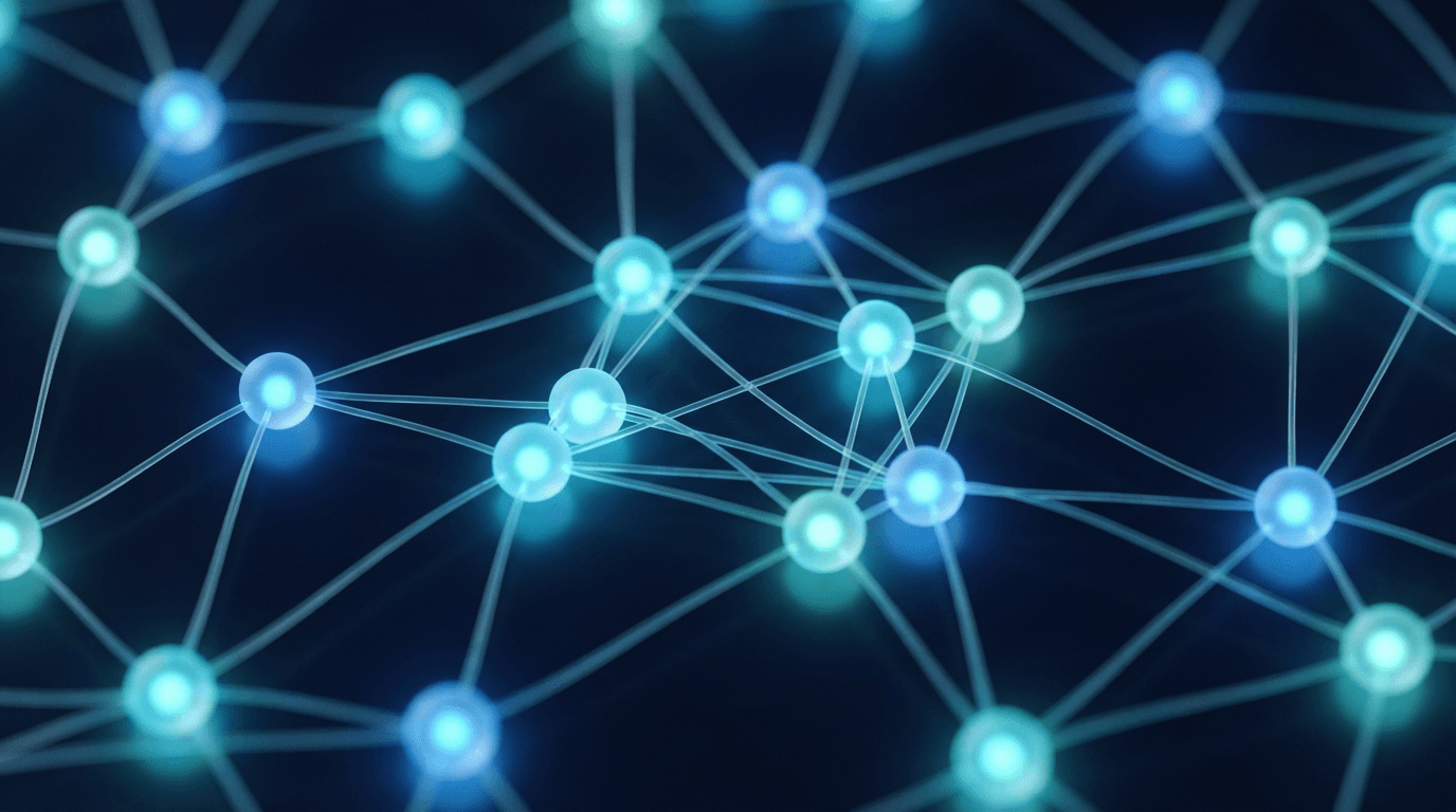 Abstract digital network representing AI-generated products