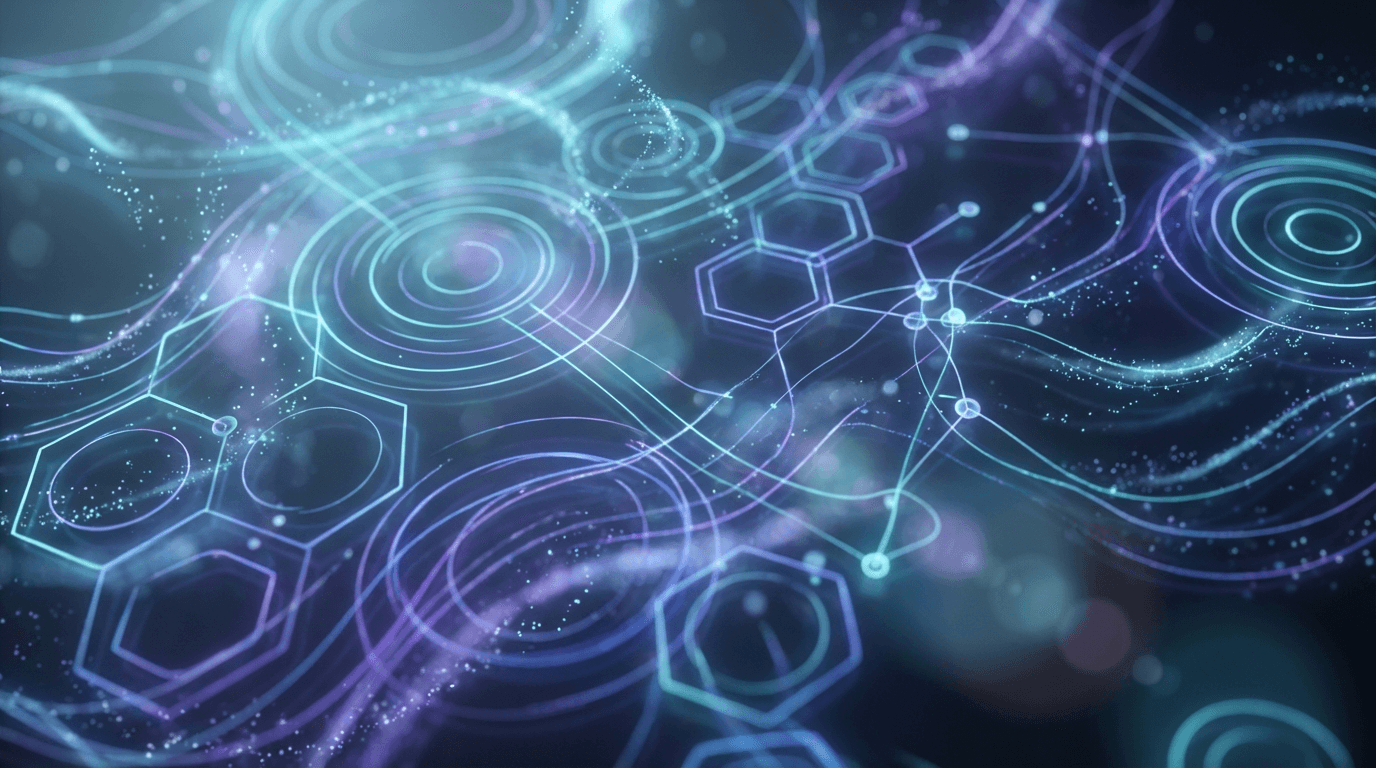 Abstract digital interface with glowing blue data streams on a dark background